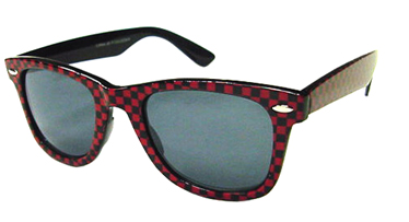 Black and red checker rayban style wayfarer sunglasses