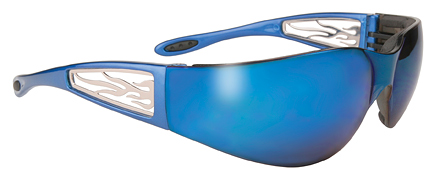 Padded Flames Mirror Wraparound Padded Riding Glasses